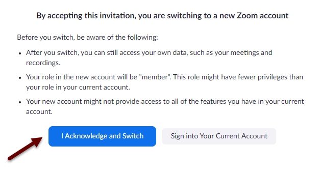Accept invitation to join Zoom account