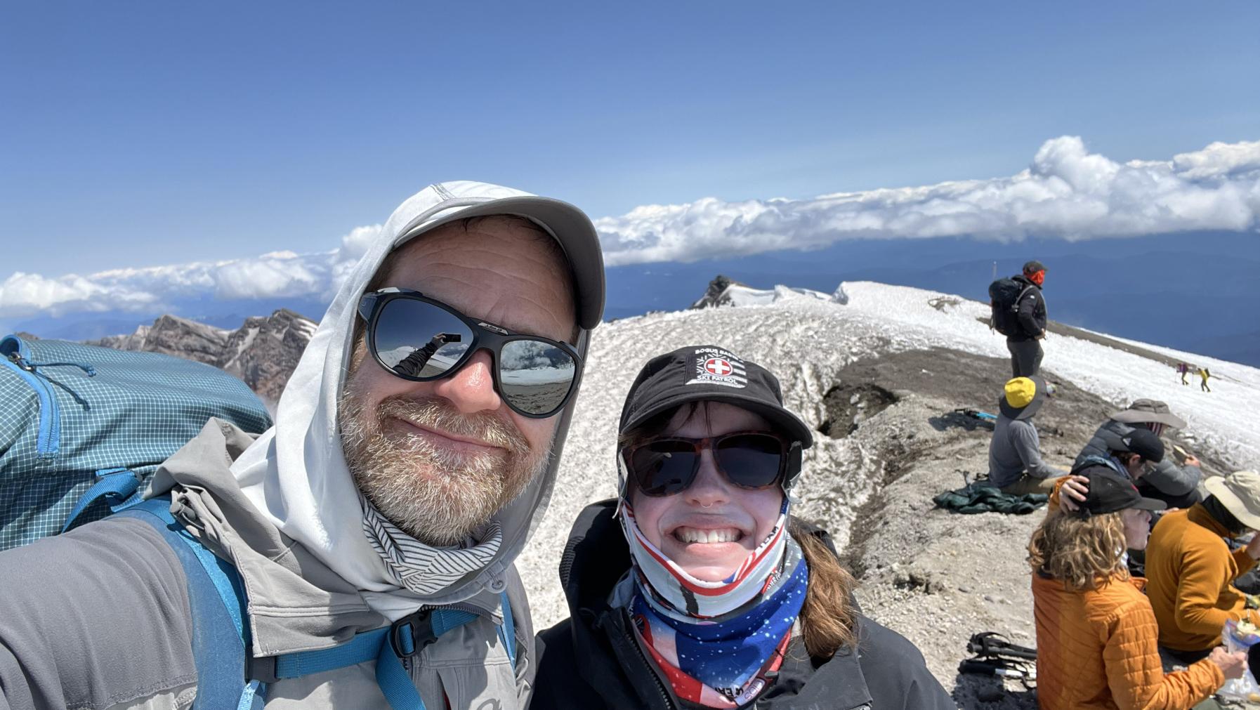 Prof. Dan Sherman and Hannah Robideaux ’17 at the summit of Mount St. Helens.