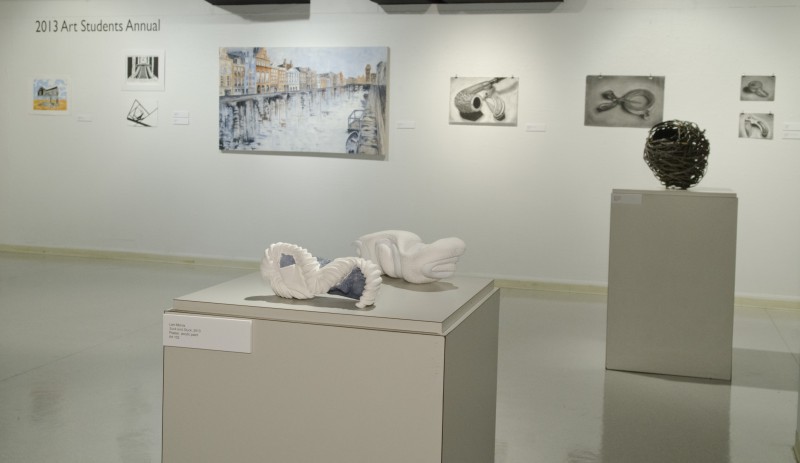 Artworks on display in a gallery