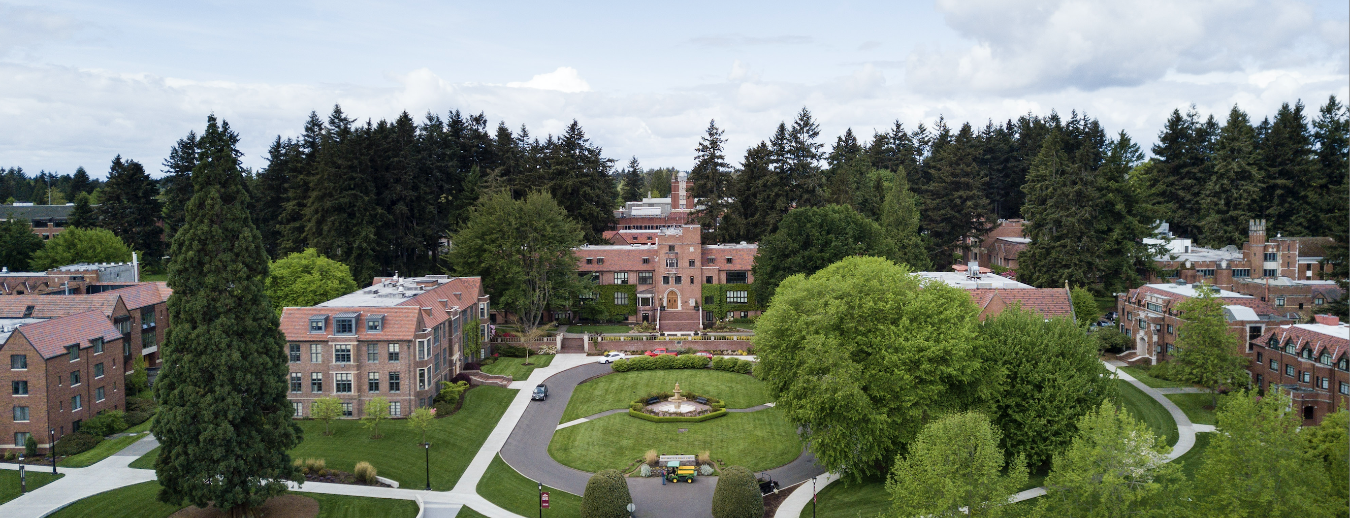 Aerial shot of campus buildings