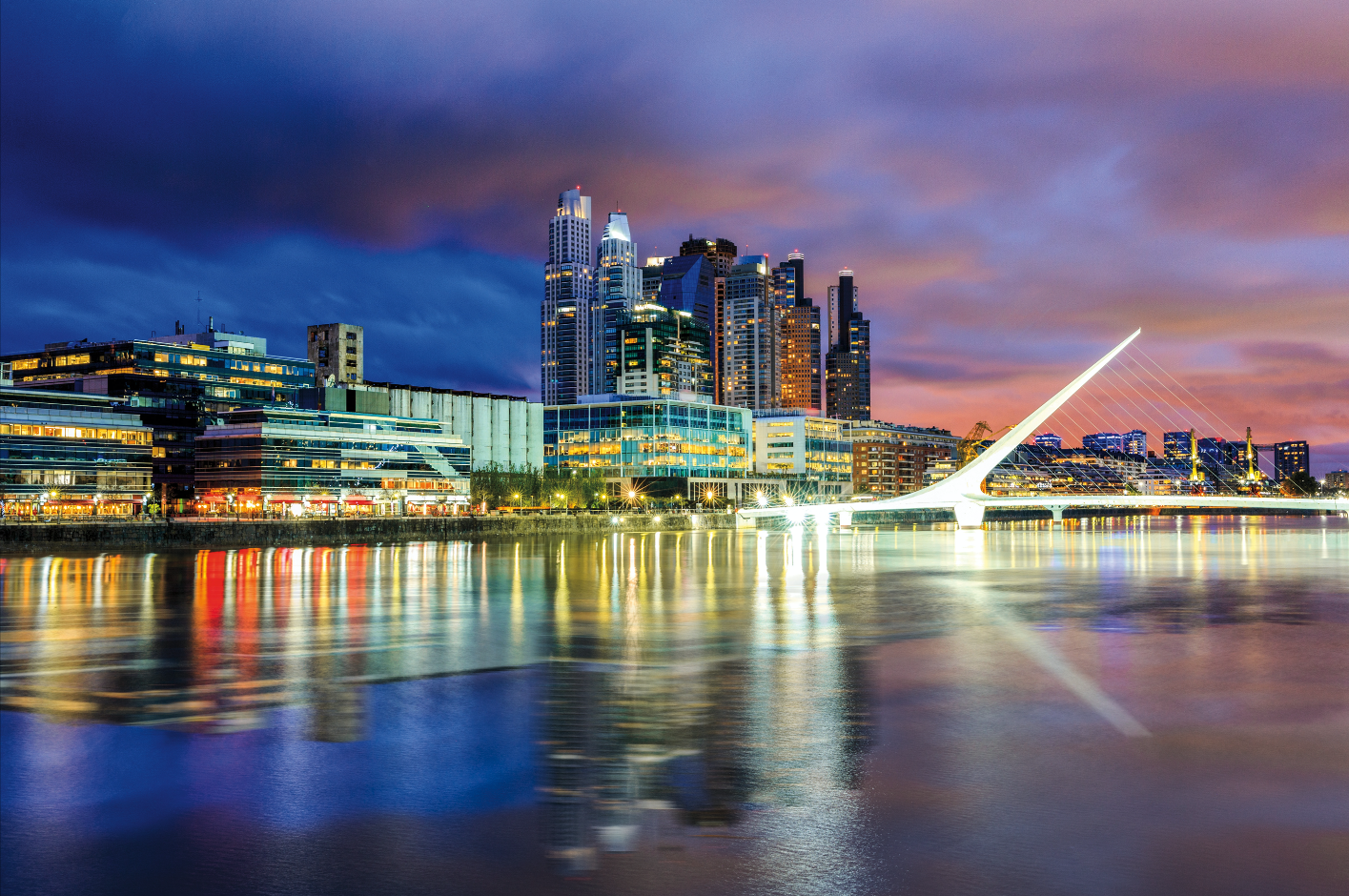 A city illuminated at night