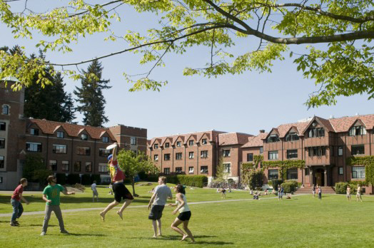 Students relaxing on the quad near Anderson Langdon