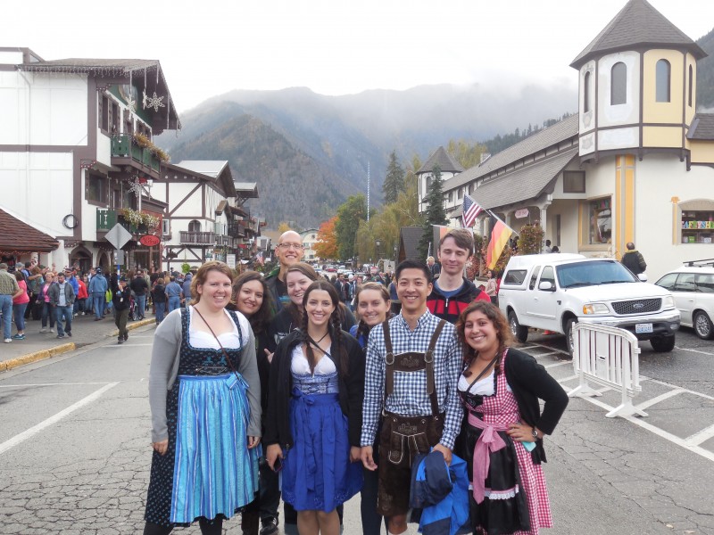 Students in traditional costume celebrating Octoberfest