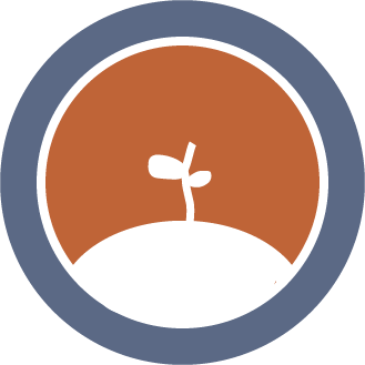 Circular badge shows seedling