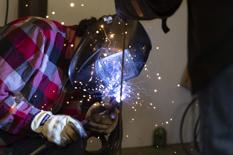 Student working on a sculpture project