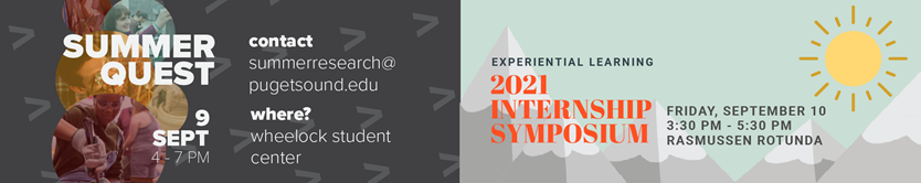 Banner image promoting Summer Quest and 2021 Internship Symposium