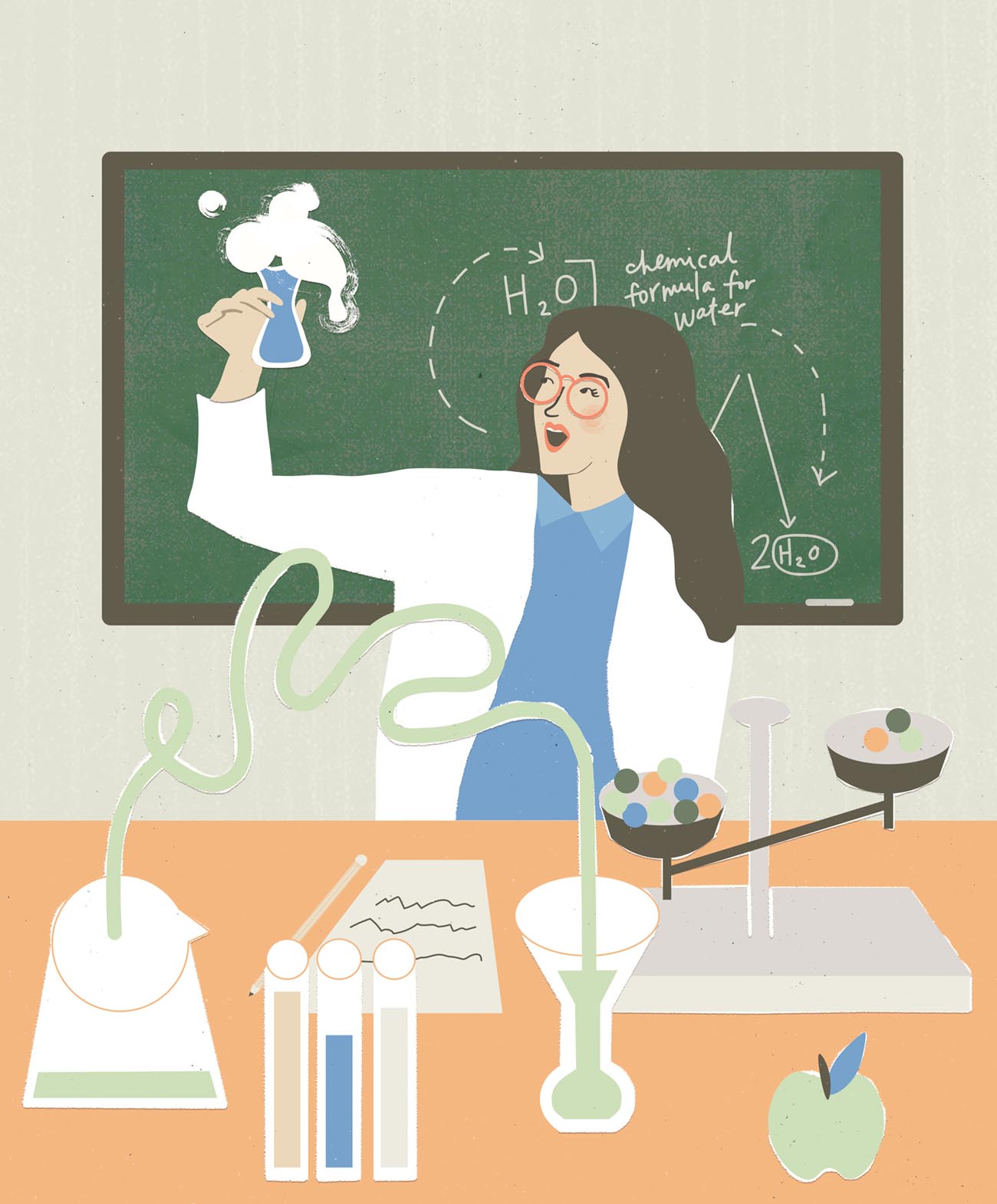 Illustration of a female science teacher