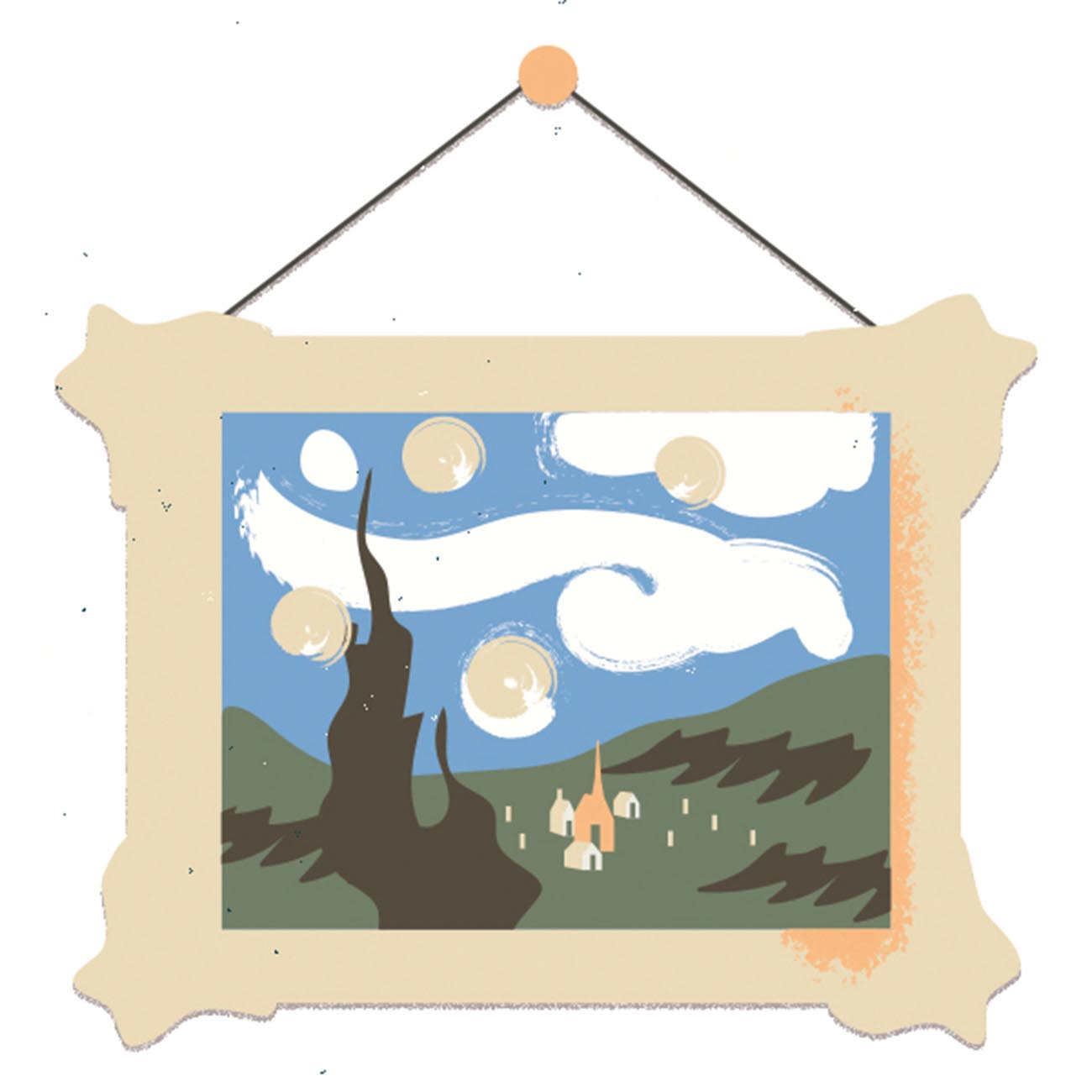 Illustration of a painting hung on the wall