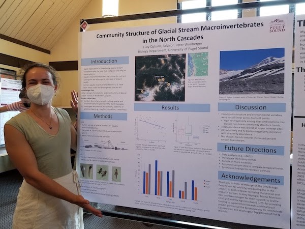 Student with research presentation