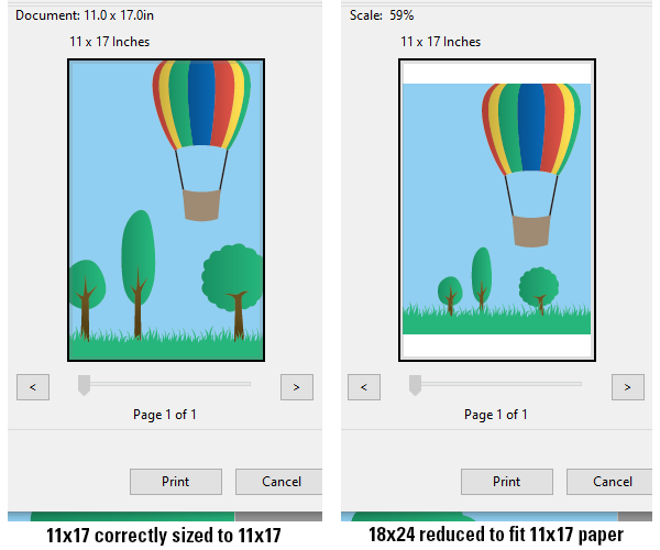 graphic illustrating difference in proportions between 11x17 prints and 18x24 prints