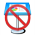 Apple Keynote logo with prohibition sign overlaid on top, indicating the software should not be used for creating presentation posters