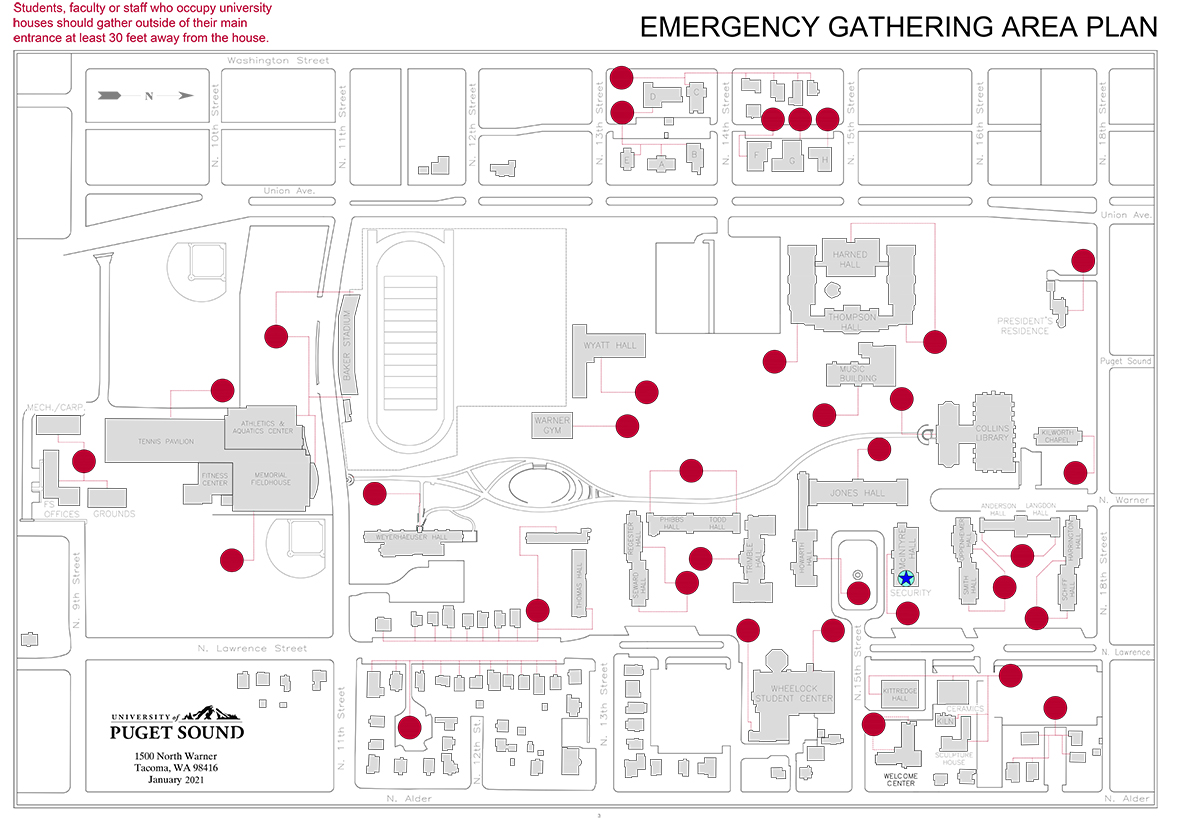 Emergency gathering area plan campus map