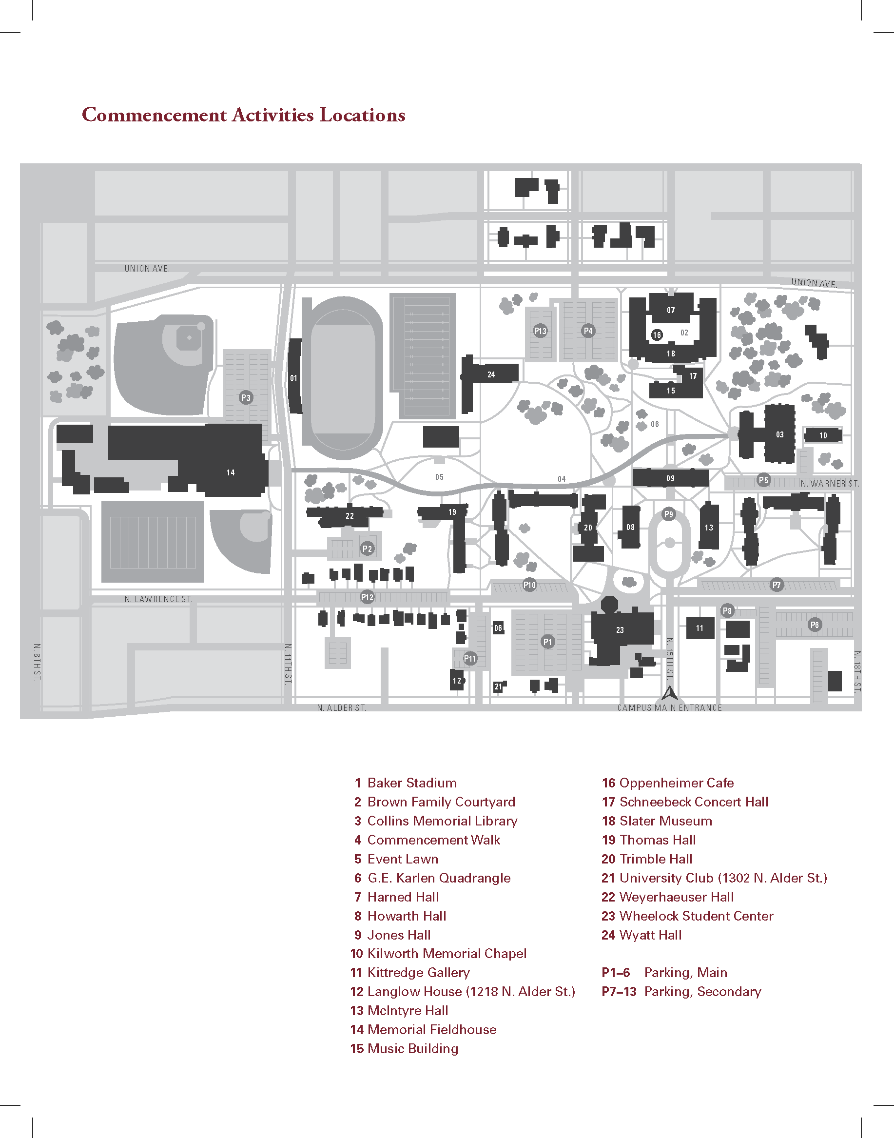 Commencement Parking map