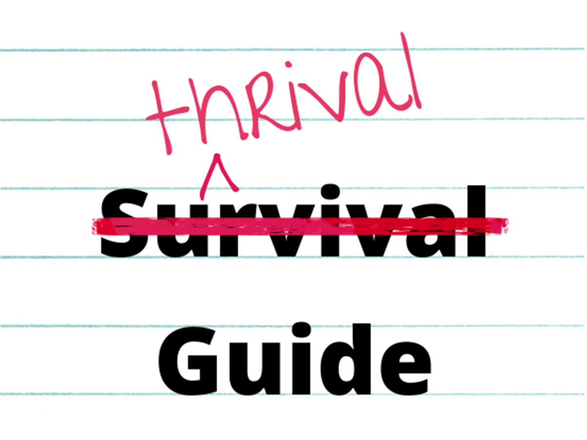 The word "survival" is crossed out to show "Thrival Guide"