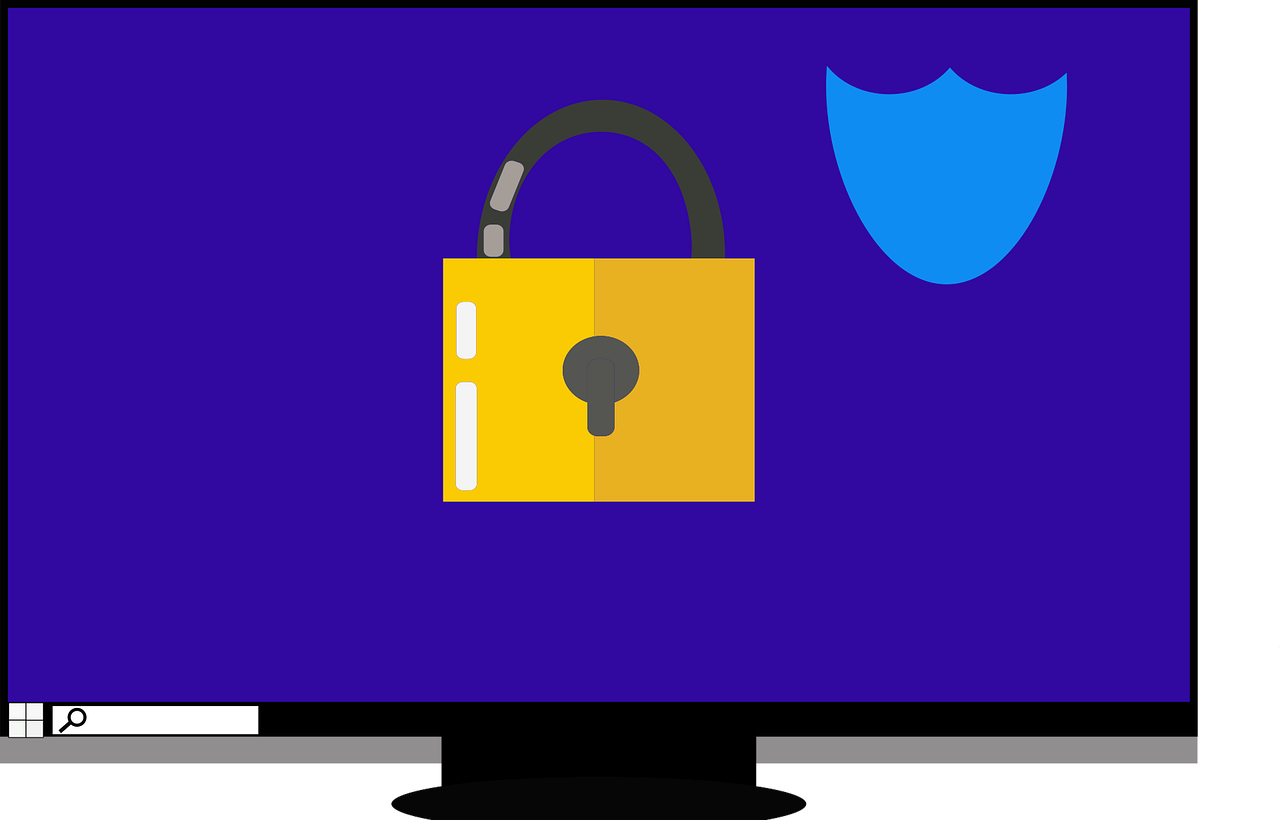 lock and shield on computer screen