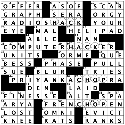 Fall 2022 Arches crossword solution