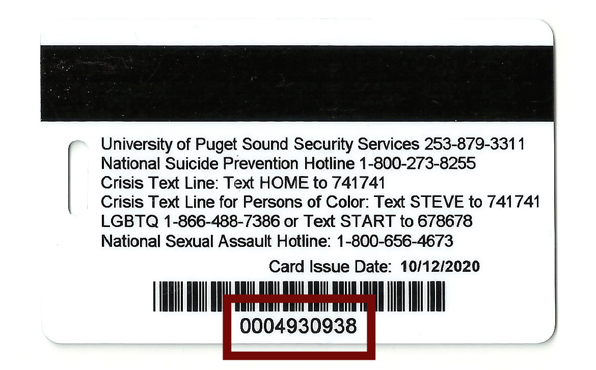 LoggerCard campus ID number location