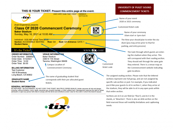 Commencement ticket example