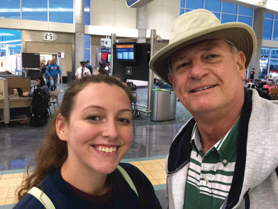 Robert Mickle ’75 and his eldest grandchild, Callisa, upon returning from a month touring Europe in July 2018