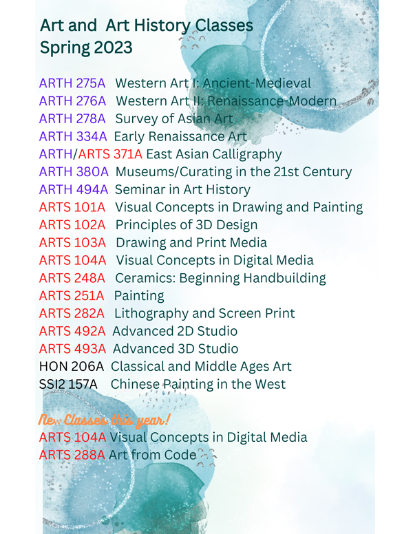 Spring 2023 Art & Art History Classes