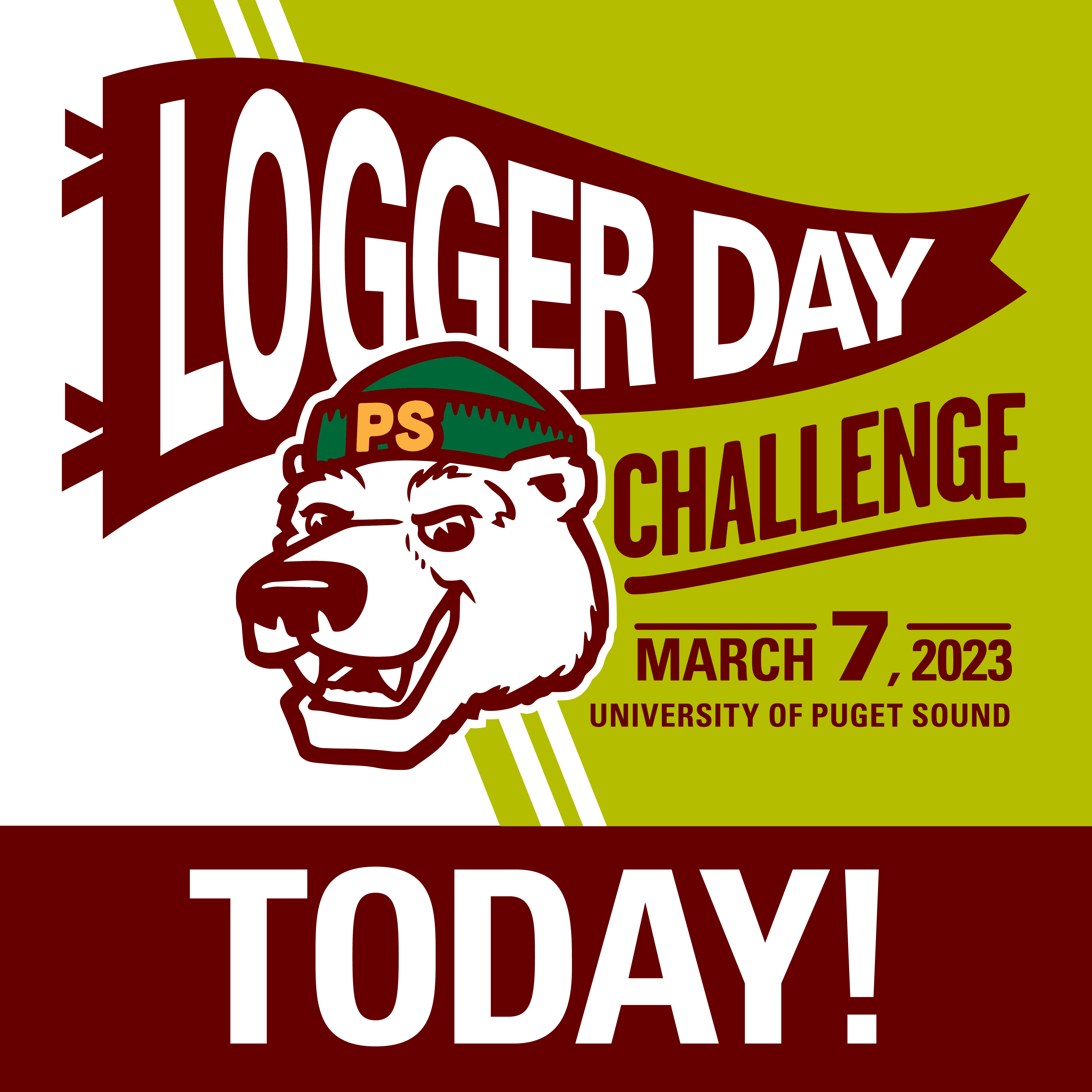 Logger Day Challenge 2023 social media badge green and gold: Today!