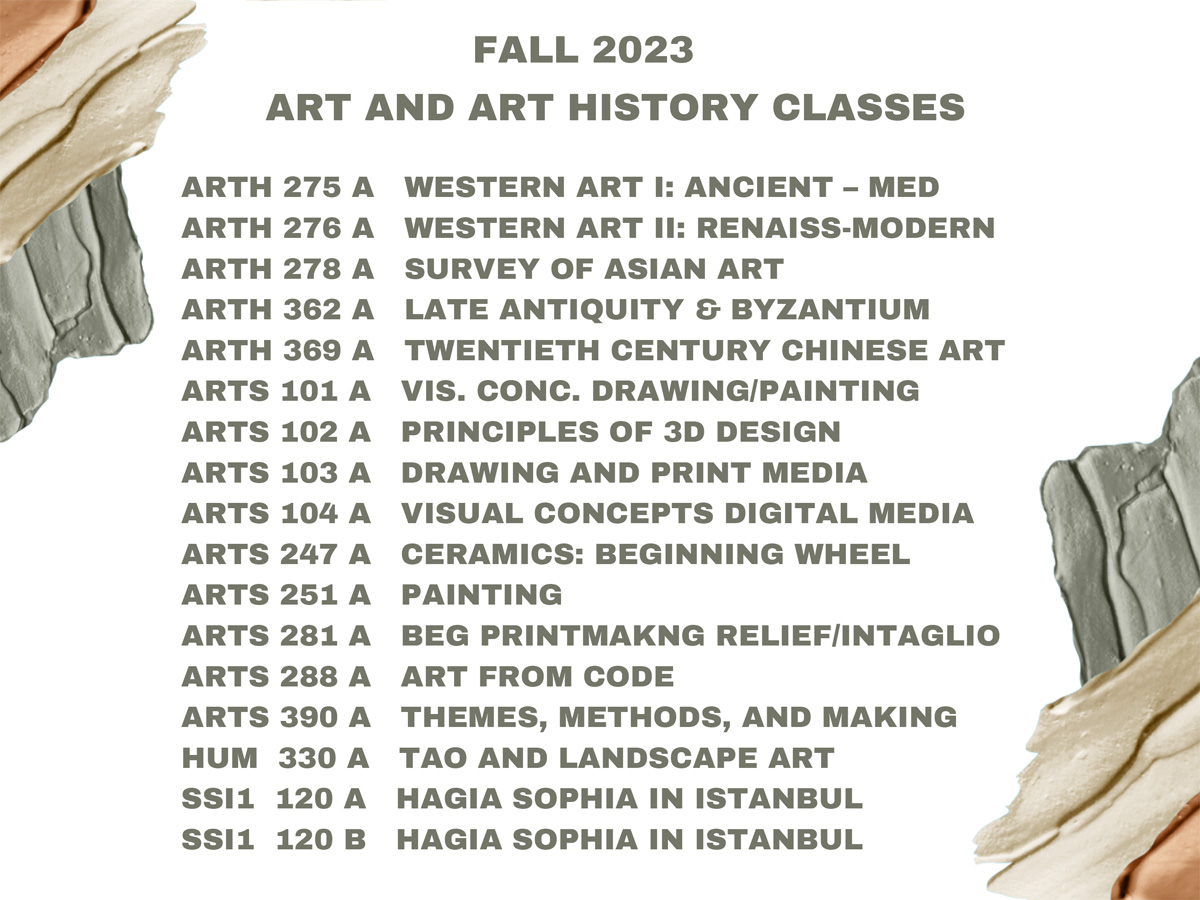 Art and Art History courses Fall 2023