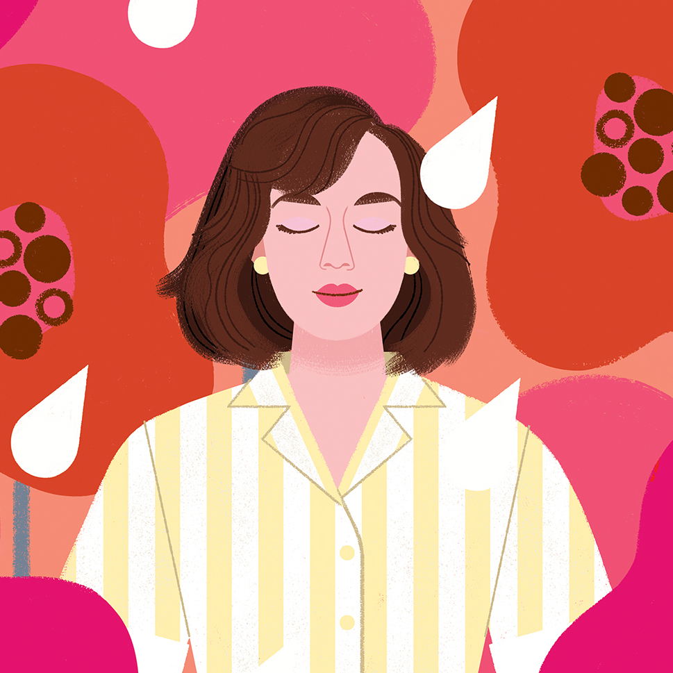 Incurable Optimist. Illustration of Jennifer Cramer-Miller for Arches Magazine by Loris Lora.