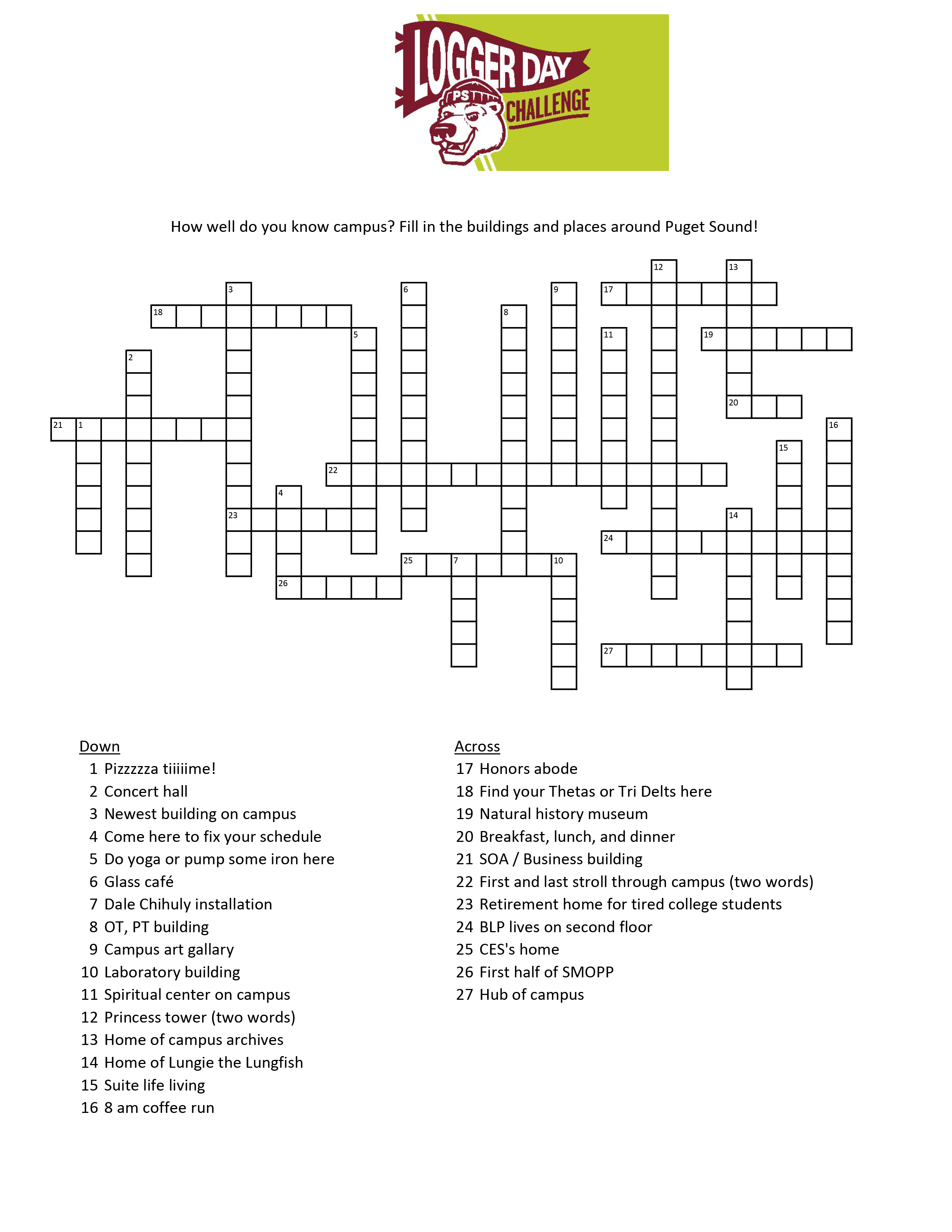Logger Day Challenge crossword puzzle