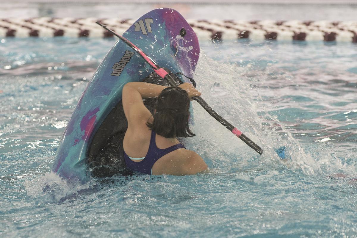 Kayaker training in indoor pool