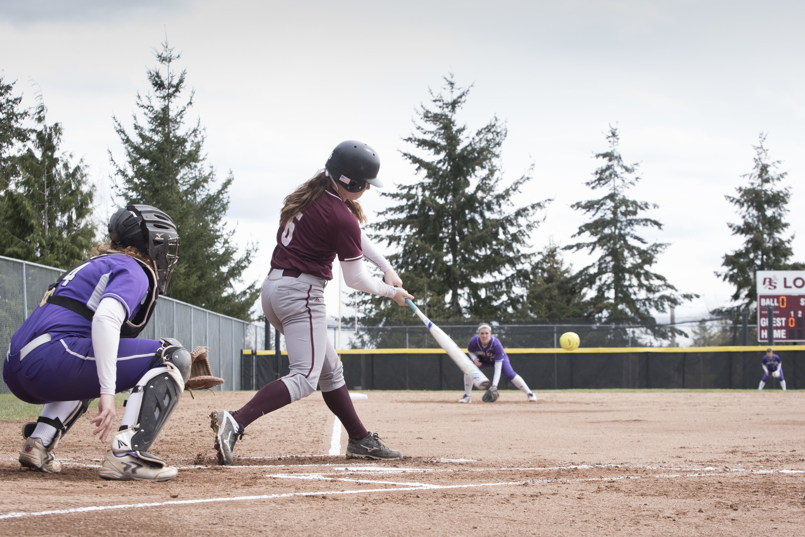 Players in action on the softball field