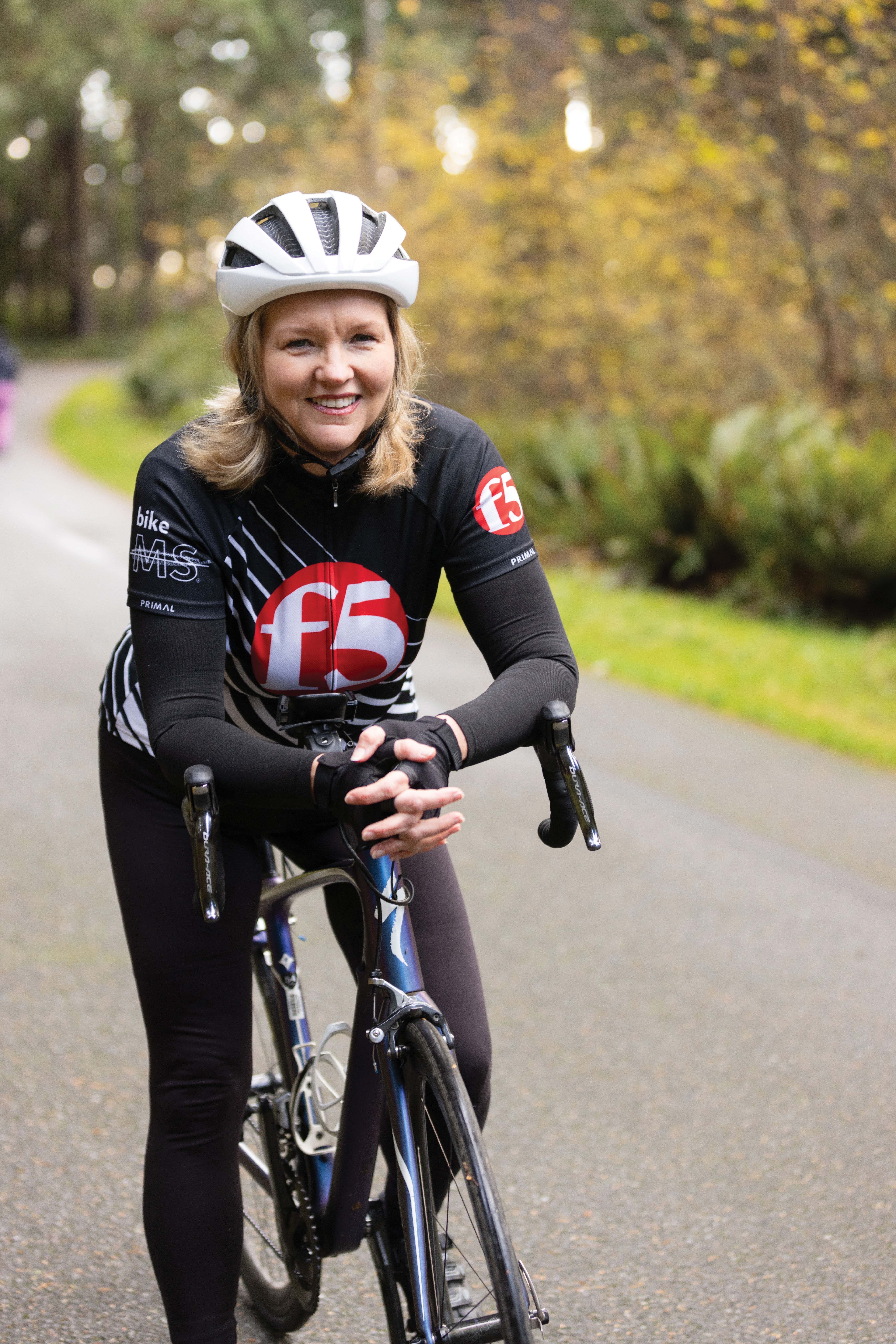 Patty English on her road bike.