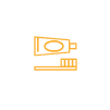 Yellow toothbrush and toothpaste icon
