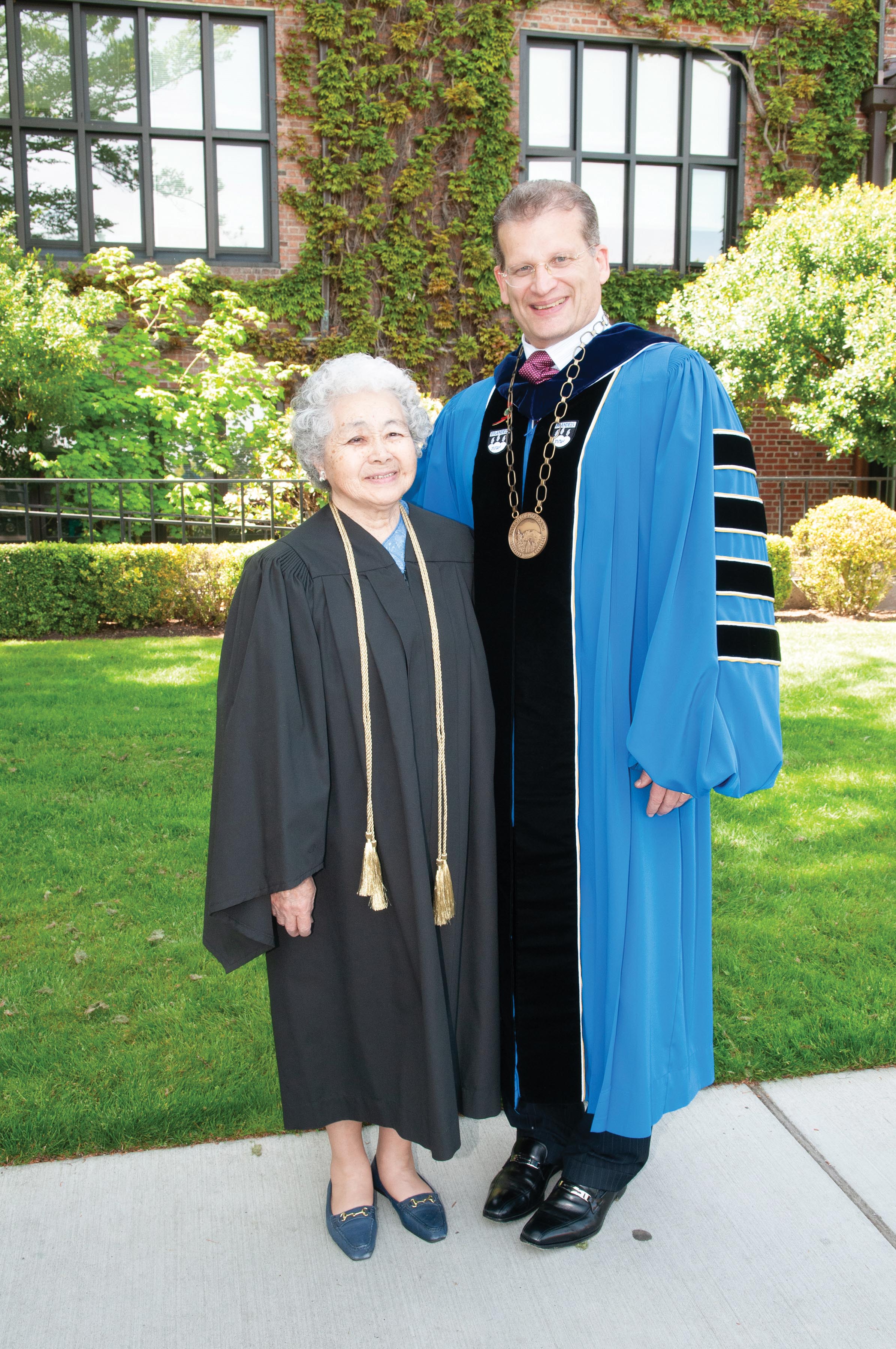 Kiyokawa, pictured with then-President Ron Thomas, was one of two former internees who attended the graduation ceremony to receive an honorary degree in 2009. Relatives of more than 30 other students who had passed away or couldn’t travel also attended. “Each loyal student removed from campus at that time represented a life and an education suddenly interrupted,” Thomas said in 2009. “By granting these now, we complete a circle.”