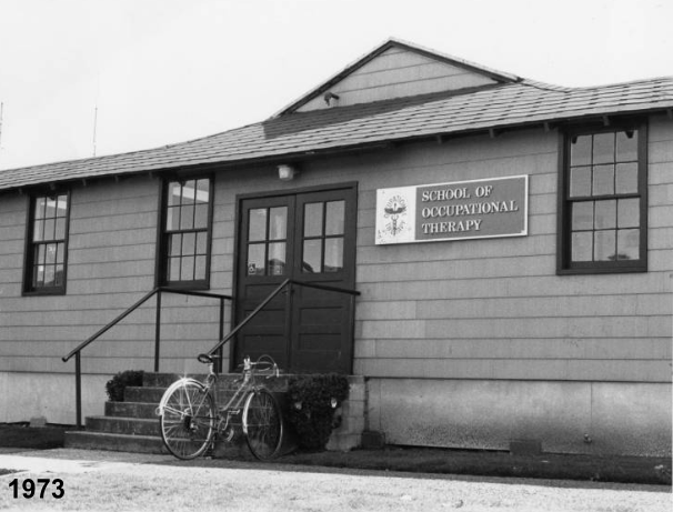 Black and white photo of the School of Occupational Therapy in 1973