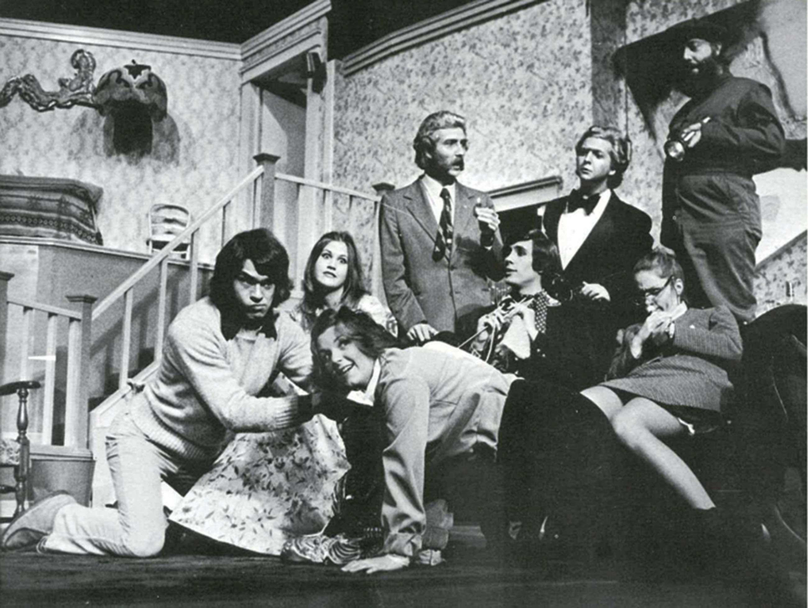 The cast of Black Comedy, December 1974.
