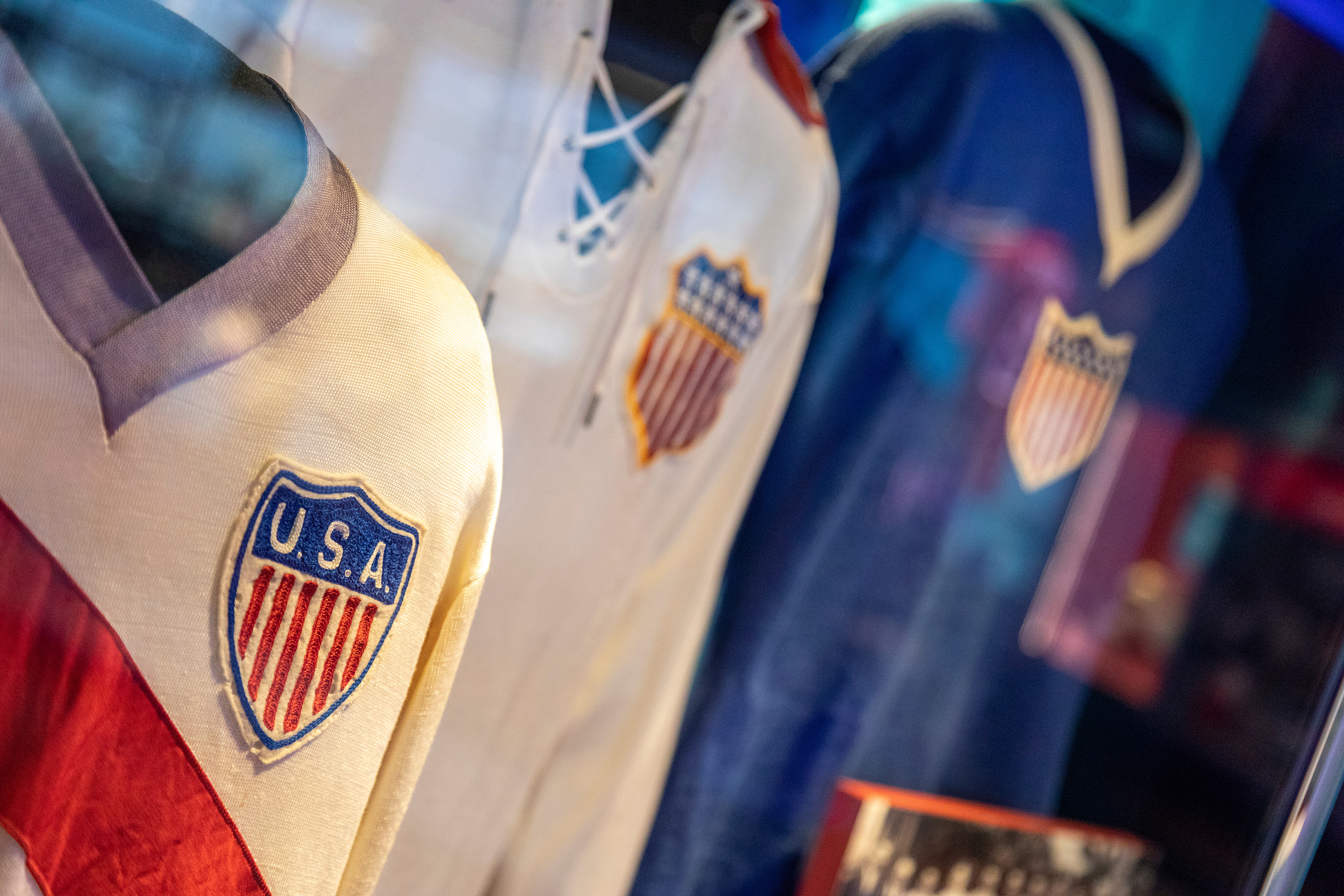 Jersey exhibit at the National Soccer Hall of Fame. Photo by the National Soccer Hall of Fame.
