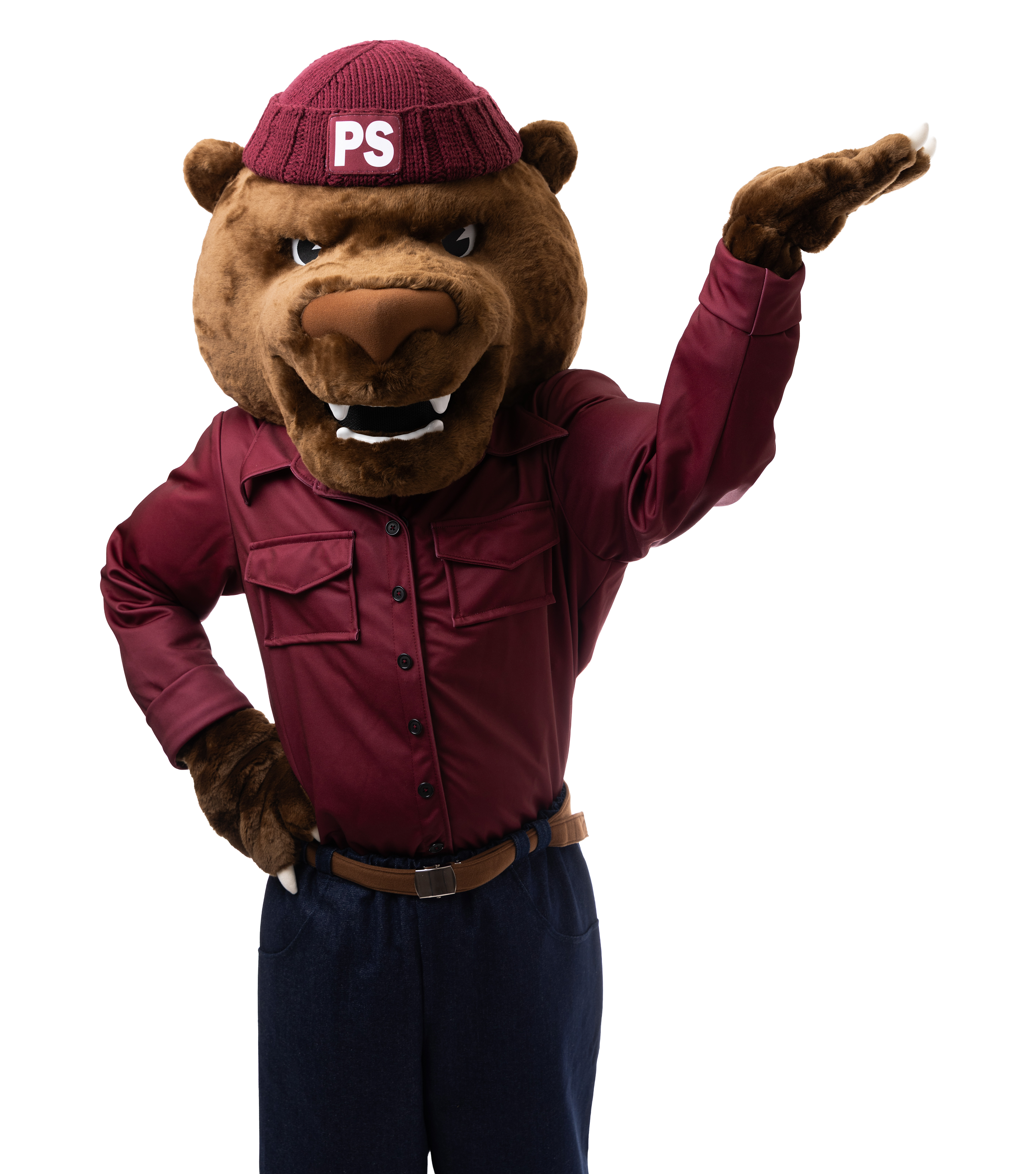 Grizz with his paw raised as if showing something off.