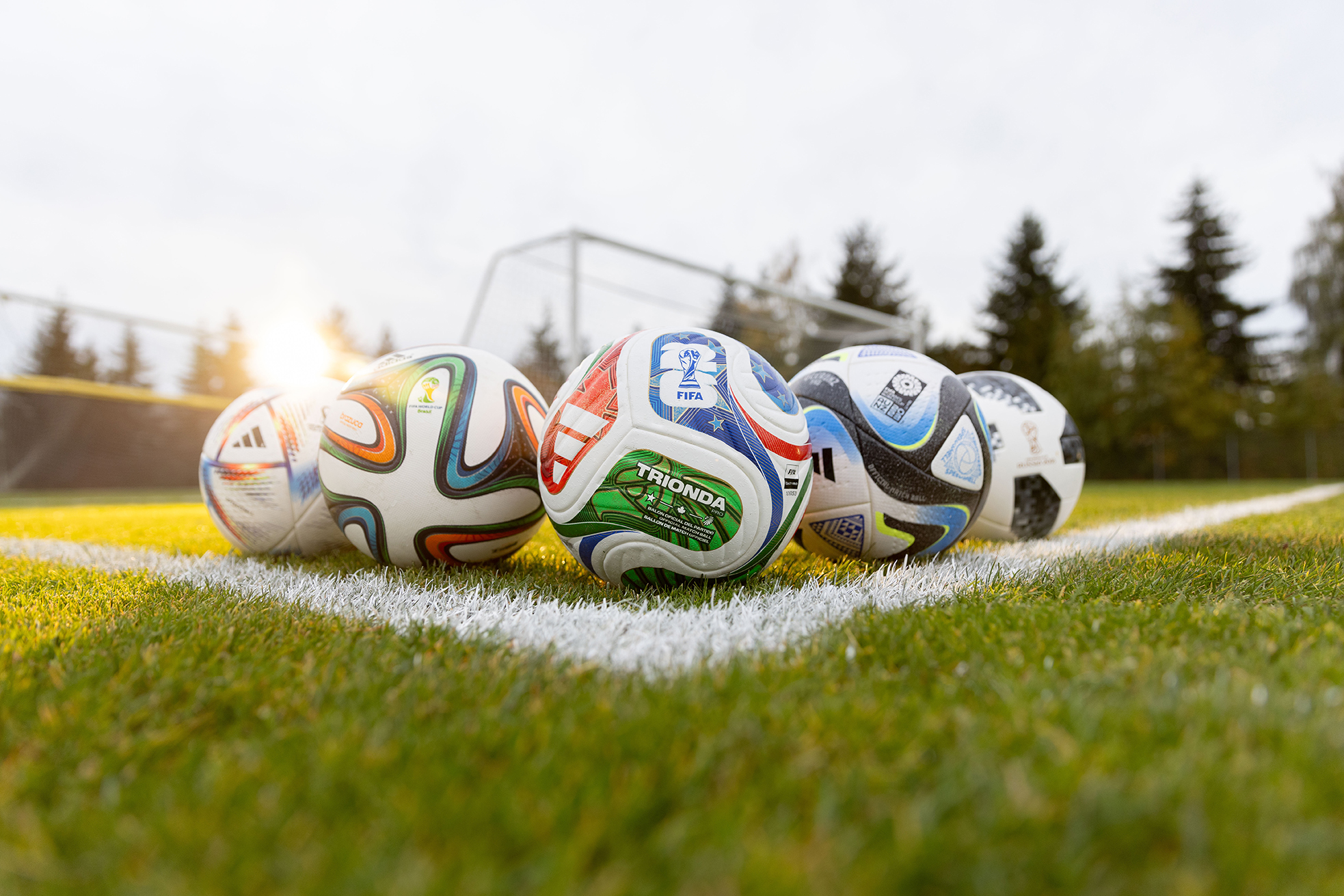 Soccer balls used in previous World Cups