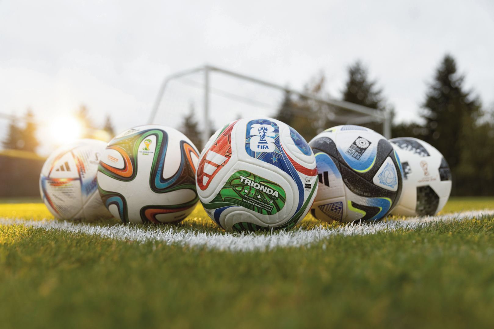 Soccer balls used in previous World Cups