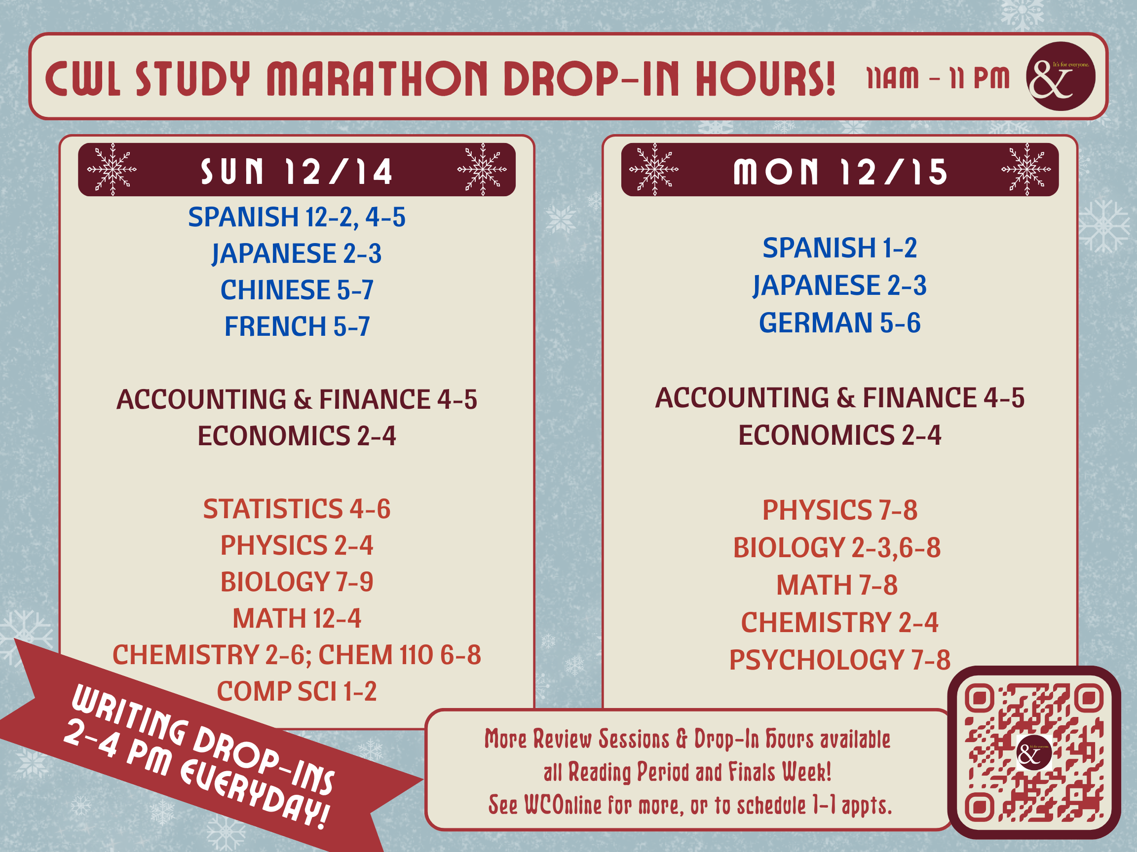 CWL Fall '25 Study Marathon Drop In Hour Poster