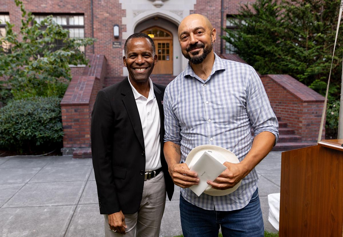 President Crawford poses with Wind Woods