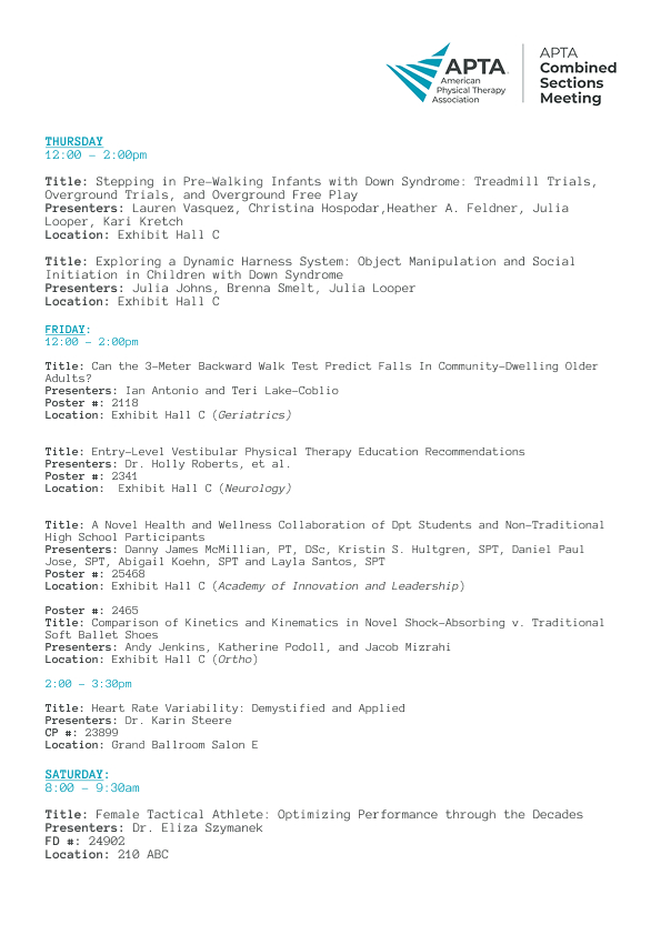 APTA CSM 2026 Schedule