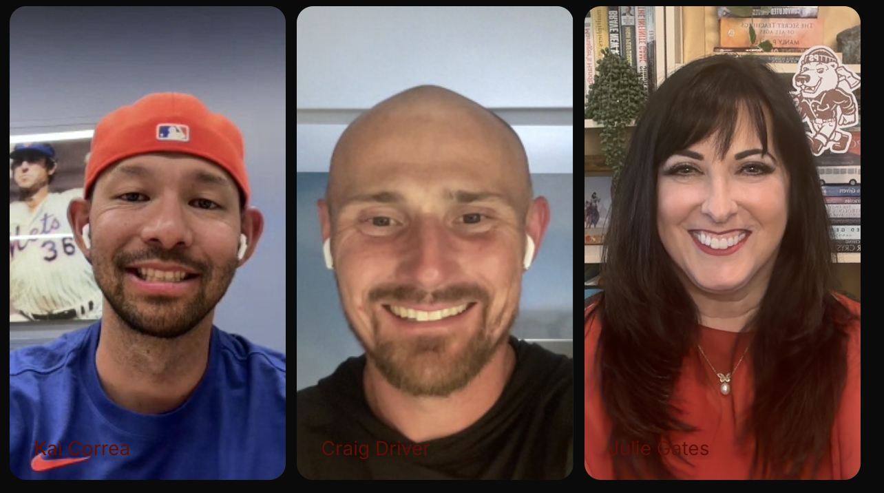 Kai Correa '11, Craig Driver '11, and Julie Gates ’90