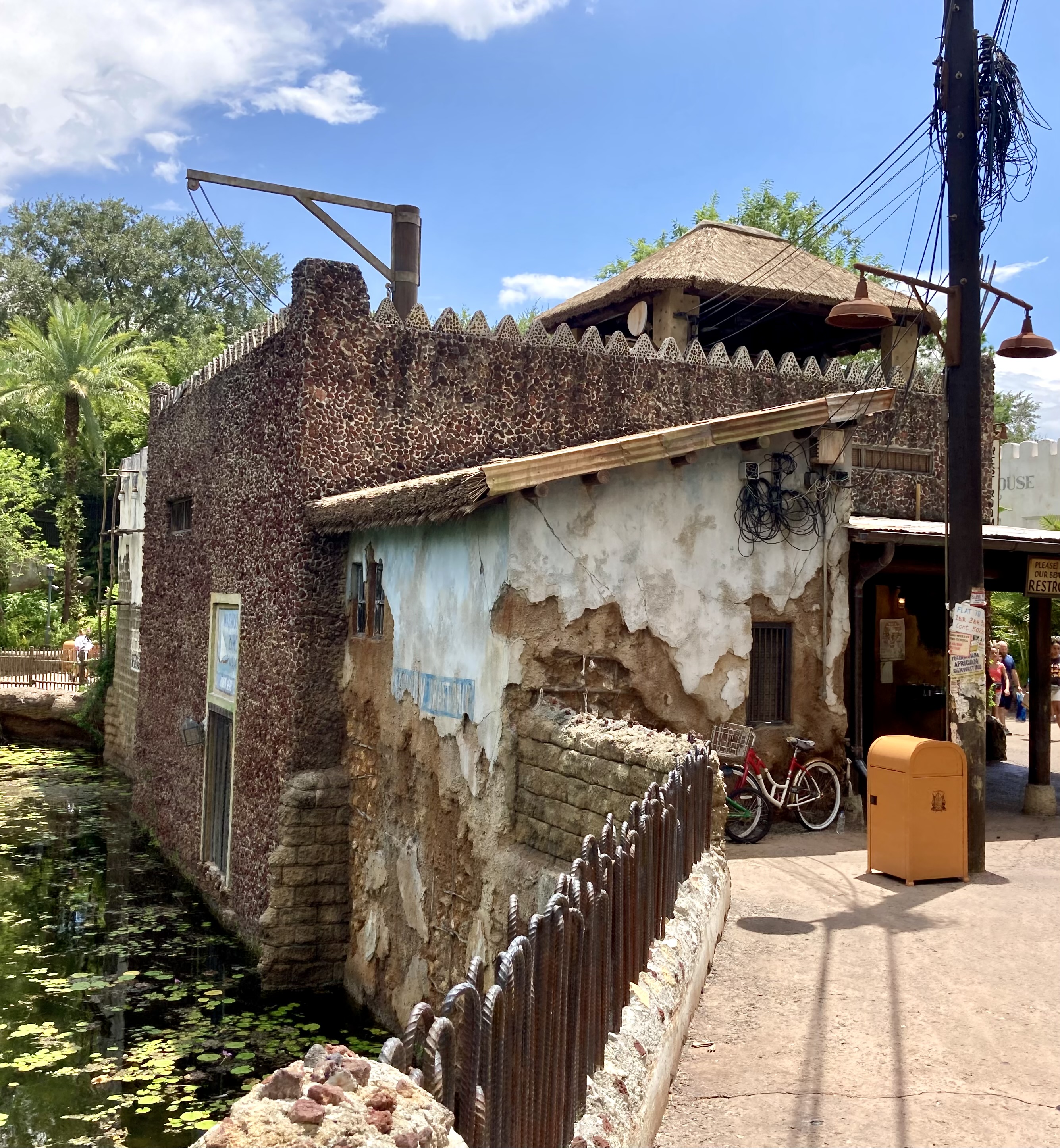 Building in Disney's Animal Kingdowm with peeling paint. 