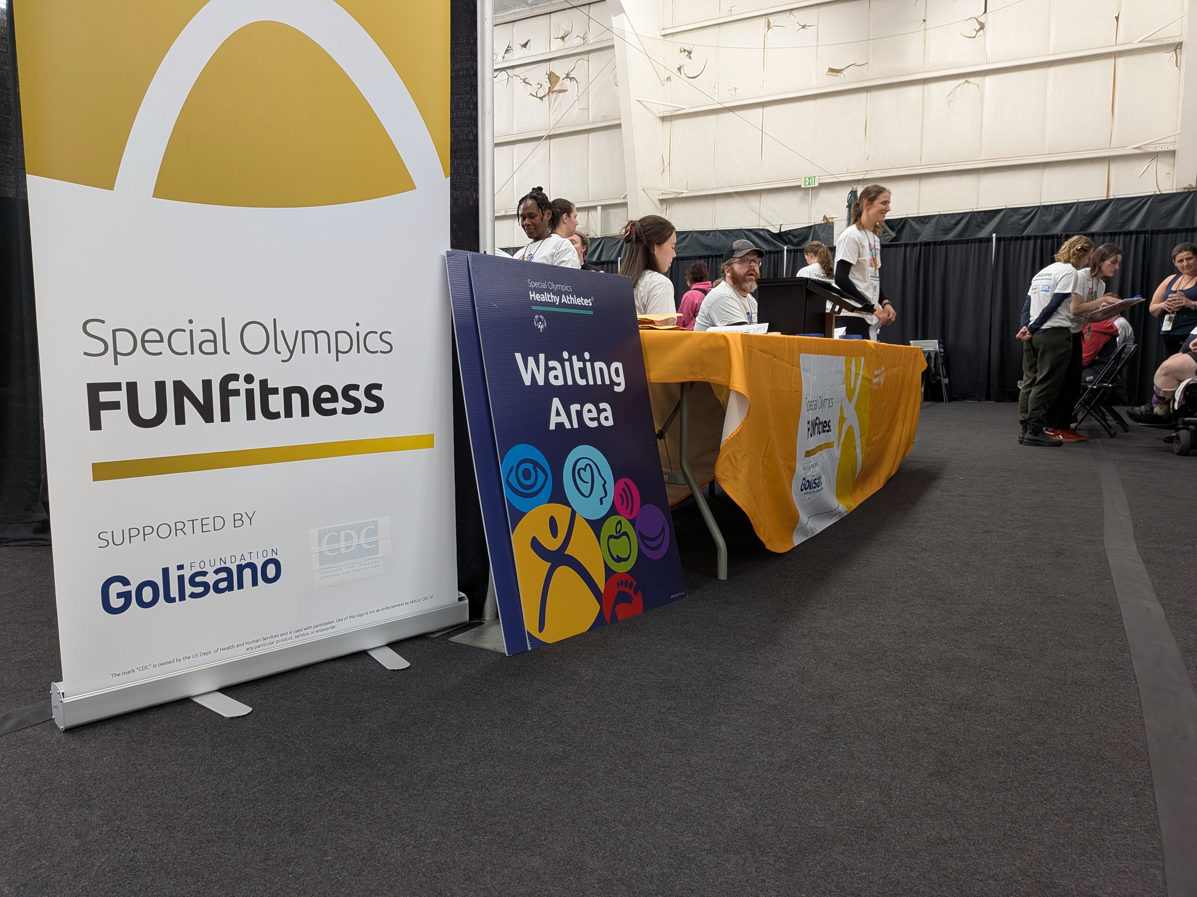 Special Olympics FUNfitness sign at entrance.