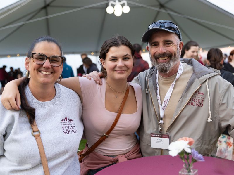 Student with parents at welcome reception