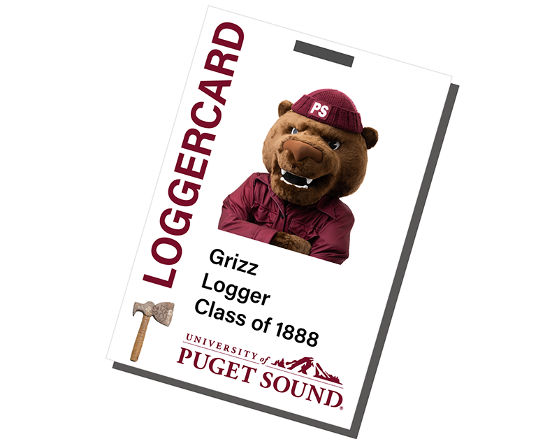 LoggerCard featuring a photo of mascot Grizz