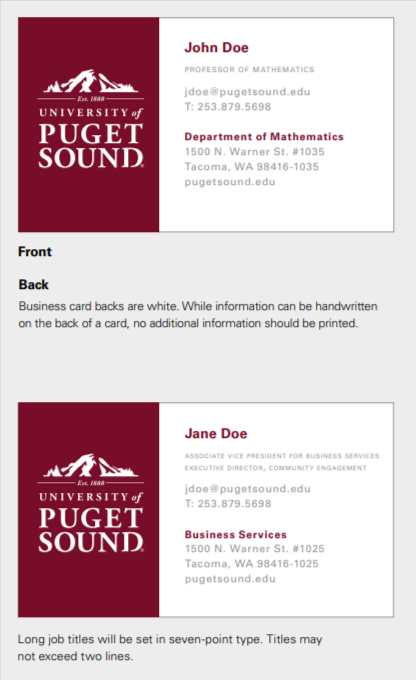 Business card examples