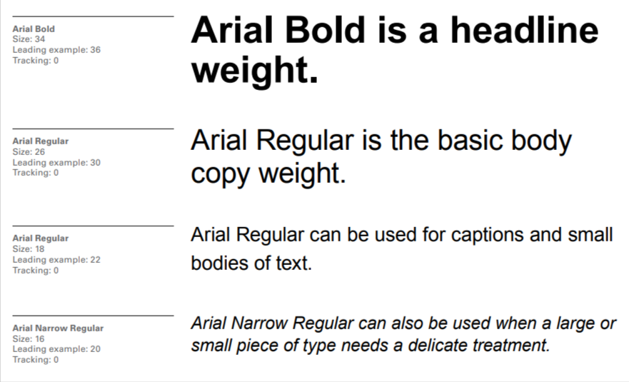 Arial fonts