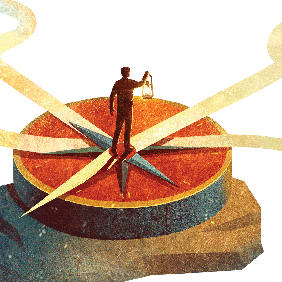 The compass. Illustration by Daria Lada.
